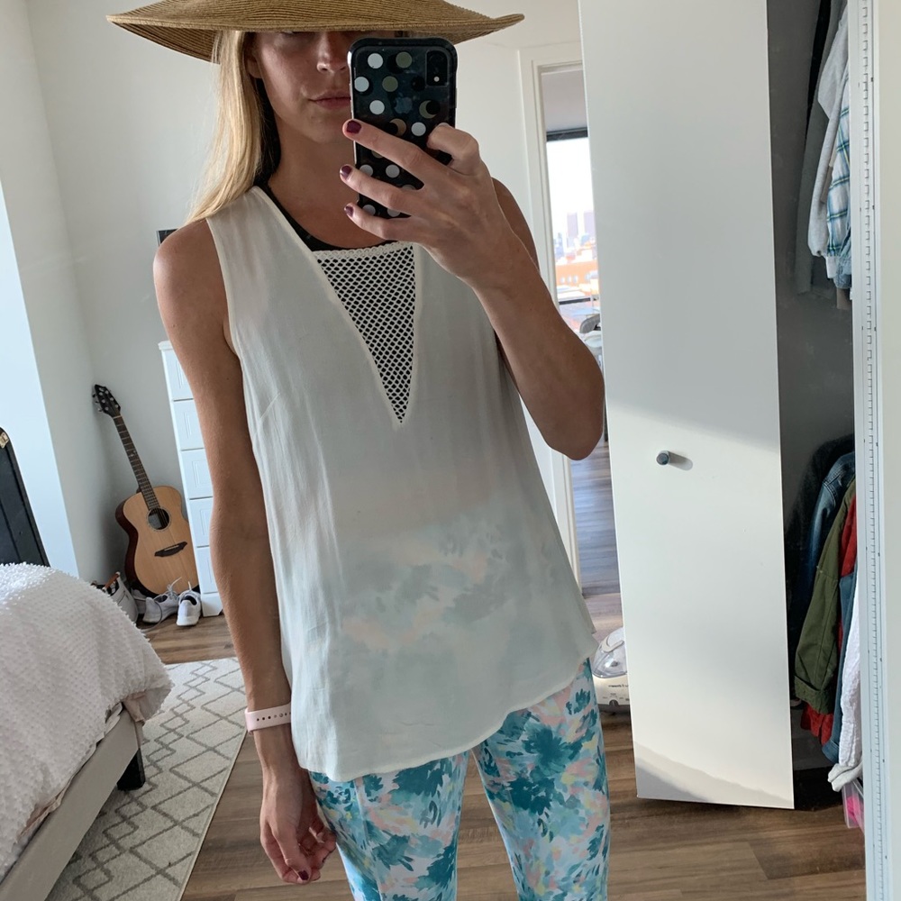 Sheer top with paneled V